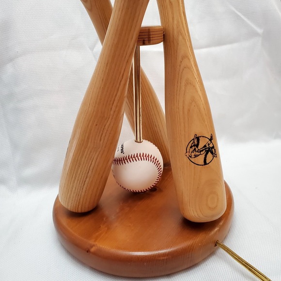 Vintage "Champro" ◇ Baseball Themed Table Lamp & Shade ◇ Triple Bats & Baseball - Picture 4 of 8